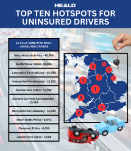 top ten uninsured drivers hotspots across the UK